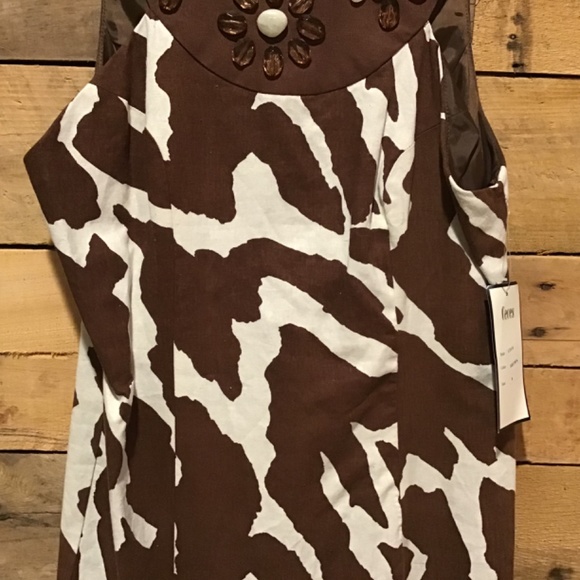 CECES NEW YORK 8 Dress Jungle Animal Print Retro Pencil Mob Wife Chic Glam NWT - Picture 3 of 11